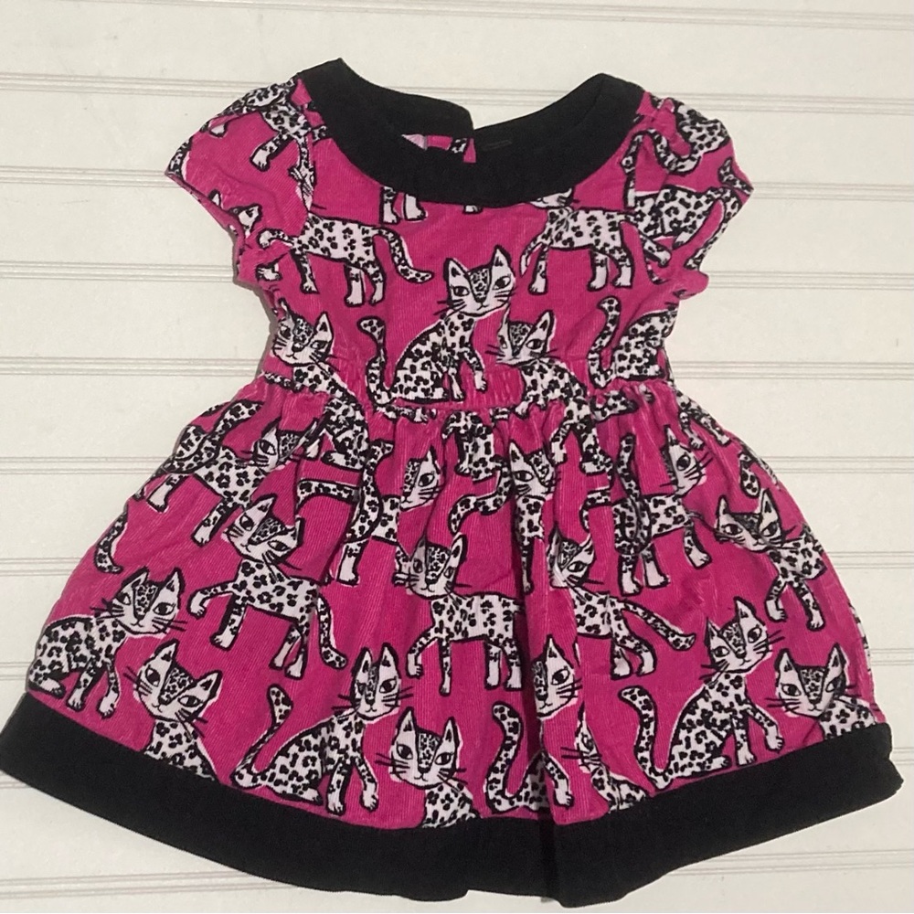 Textured Dress‎ 12-18 Mts Black Cats Purple 100% Cotton Short Twirl A-Line Fall